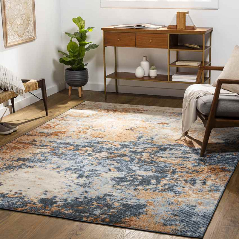 De Pue Modern Burnt Orange Area Rug