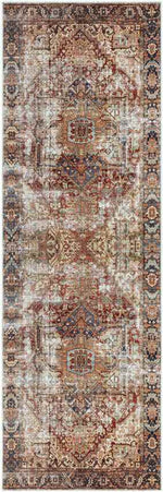 Lefkara Traditional Burgundy Washable Area Rug