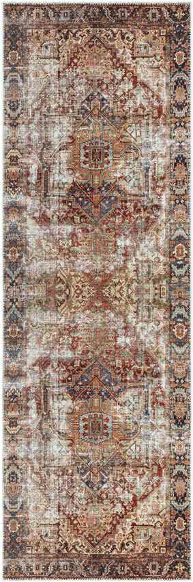 Lefkara Traditional Burgundy Washable Area Rug