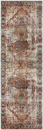 Lefkara Traditional Burgundy Washable Area Rug