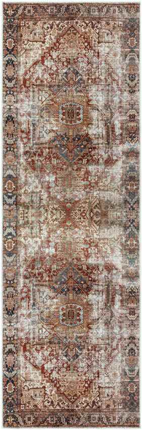 Lefkara Traditional Burgundy Washable Area Rug