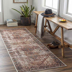Lefkara Traditional Burgundy Washable Area Rug