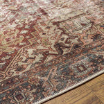 Lefkara Traditional Burgundy Washable Area Rug