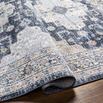 Lynch Traditional Dark Blue Washable Area Rug