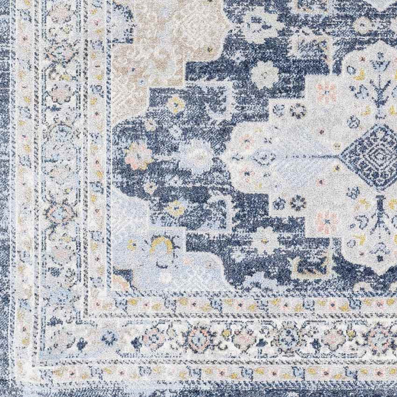 Lynch Traditional Dark Blue Washable Area Rug