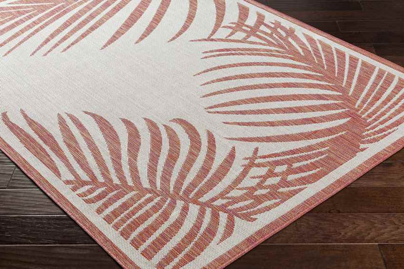 Tescott Coastal Dark Coral/Ivory Area Rug