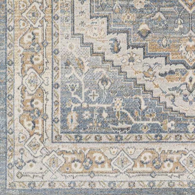 Emmett Traditional Navy Blue Washable Area Rug