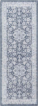 Trimble Traditional Ink Blue Washable Area Rug