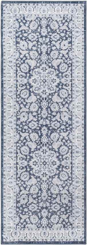 Trimble Traditional Ink Blue Washable Area Rug