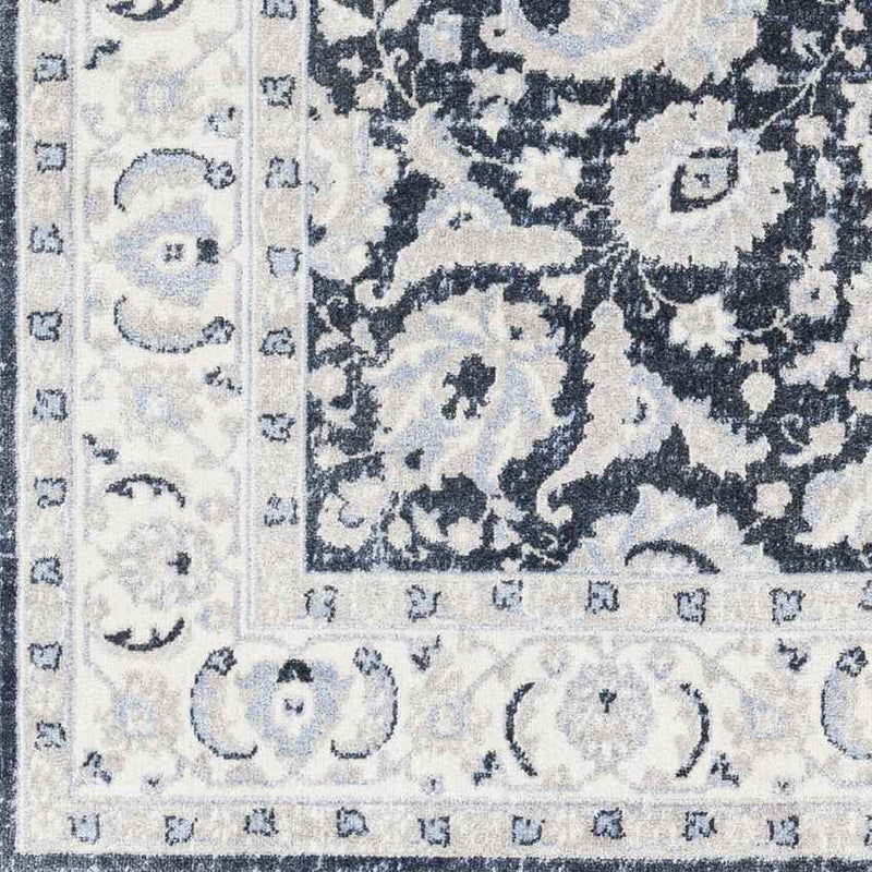 Trimble Traditional Ink Blue Washable Area Rug