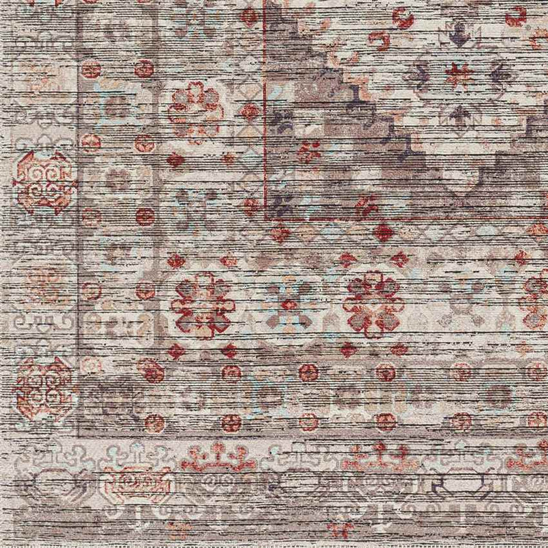 Village Traditional Brown Washable Area Rug