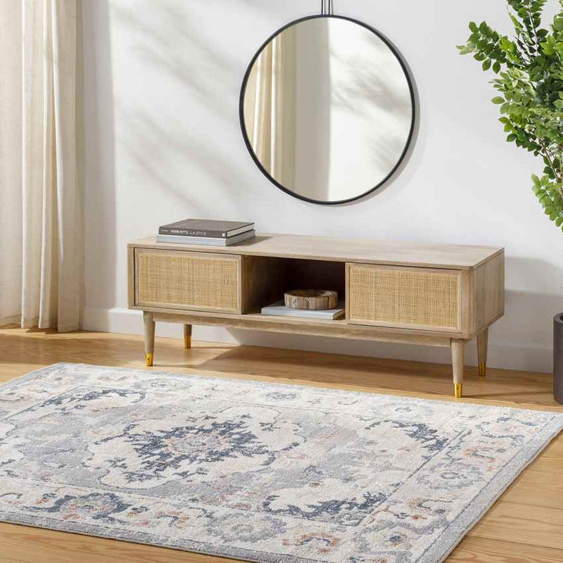 Warfield Traditional Light Gray Washable Area Rug