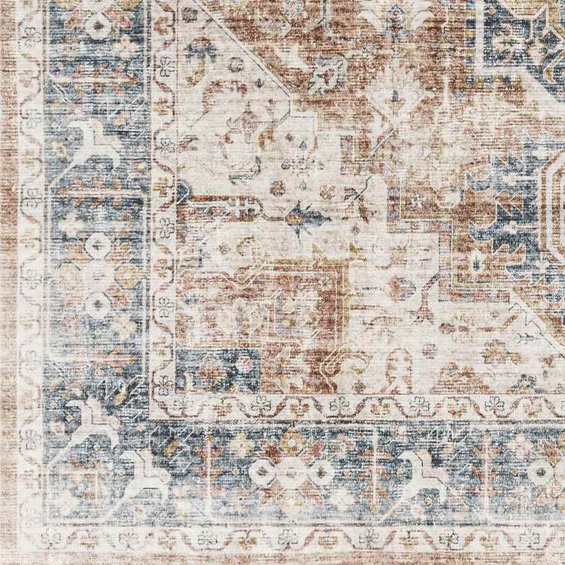New Cambria Traditional Burnt Orange Washable Area Rug
