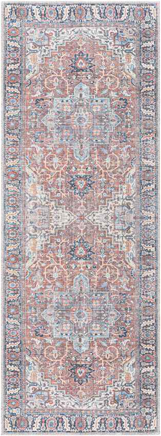Lorin Traditional Rust Washable Area Rug