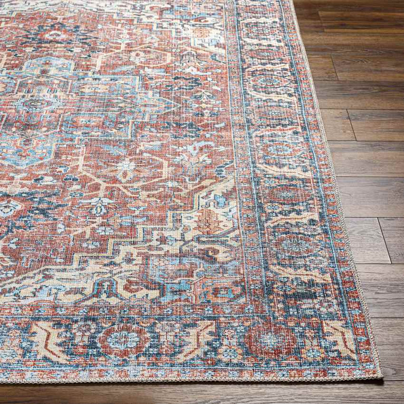 Lorin Traditional Rust Washable Area Rug