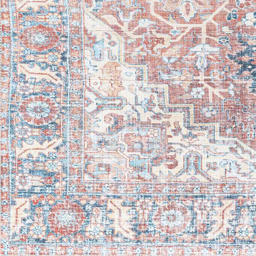 Lorin Traditional Rust Washable Area Rug
