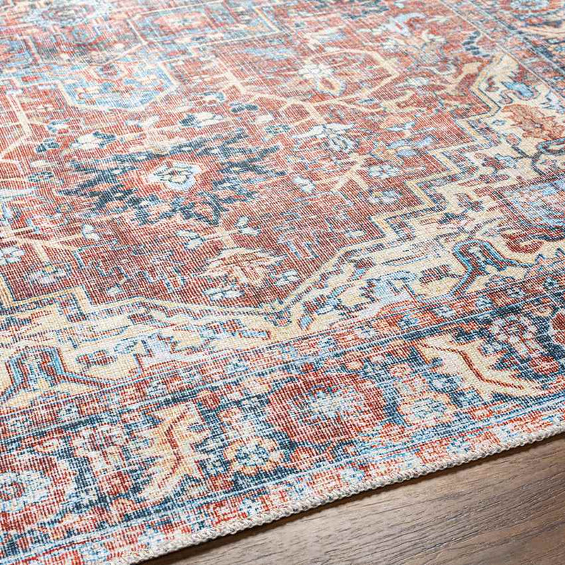 Lorin Traditional Rust Washable Area Rug