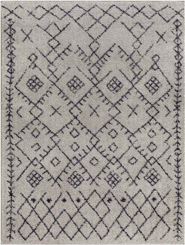Deeanna Global Light Gray/Black Washable Area Rug