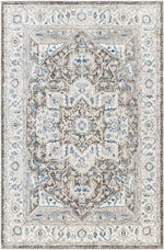 Kortny Traditional Cobalt/Dark Brown Area Rug