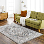 Kortny Traditional Cobalt/Dark Brown Area Rug
