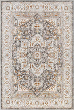 Kortny Traditional Ivory/Dark Brown Area Rug