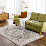 Kortny Traditional Ivory/Dark Brown Area Rug