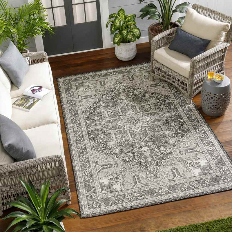 Effrey Traditional Black/Cream Area Rug