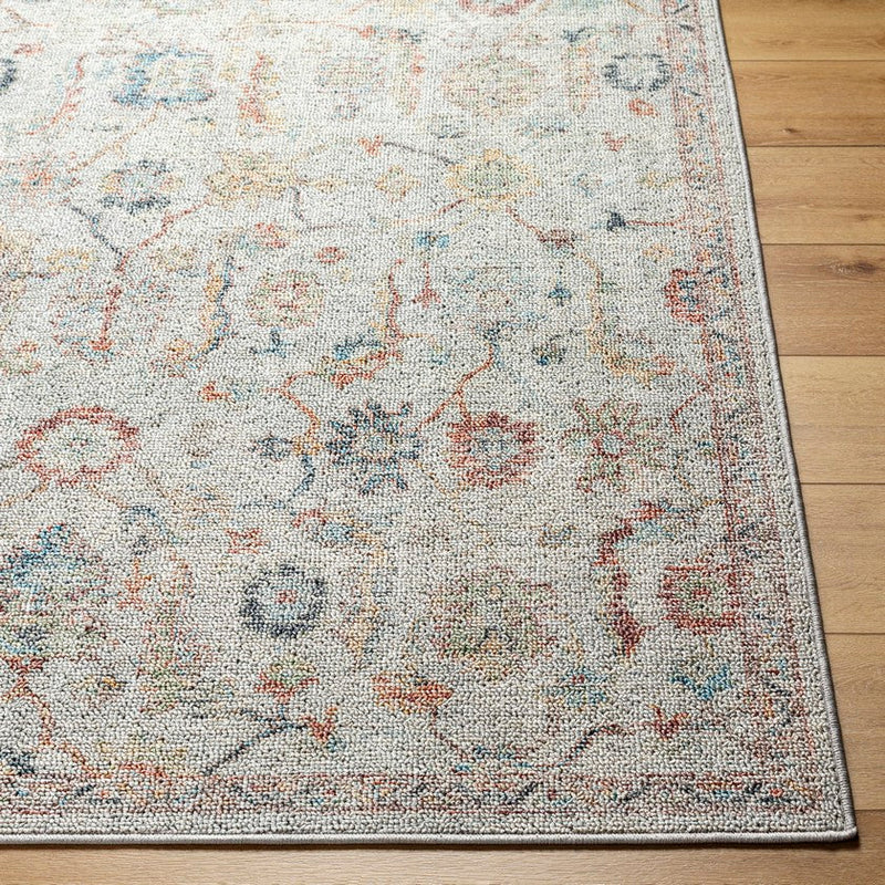 Katharyn Traditional Pale Blue Washable Area Rug