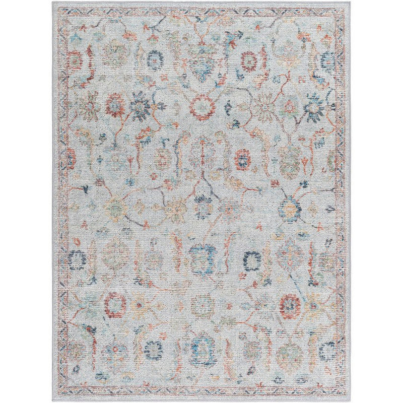 Katharyn Traditional Pale Blue Washable Area Rug