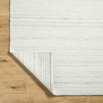 Precious Solid and Border Cream/Light Slate Area Rug