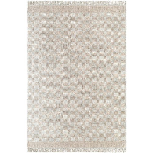 Clinten Solid and Border Tan Area Rug