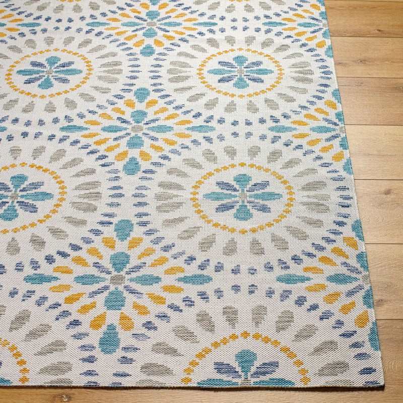 Devorah Bohemian Light Gray/Dark Teal Area Rug