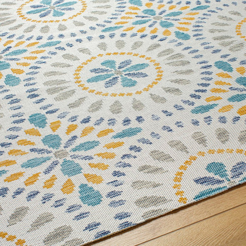 Devorah Bohemian Light Gray/Dark Teal Area Rug