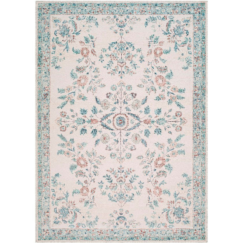 Jeaneen Traditional Light Silver/Sage Washable Area Rug