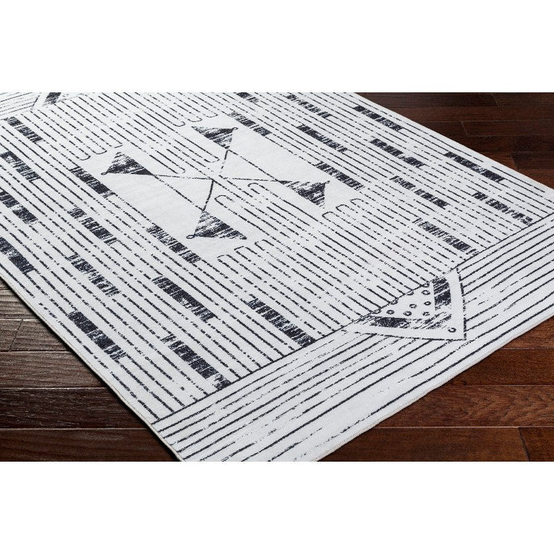 Carmella Modern Ivory/Black Washable Area Rug