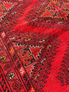 Hand-Knotted Afghan Turkoman Waziri Wool Rug – 6'9" x 9'6" – Vintage Red Elegance