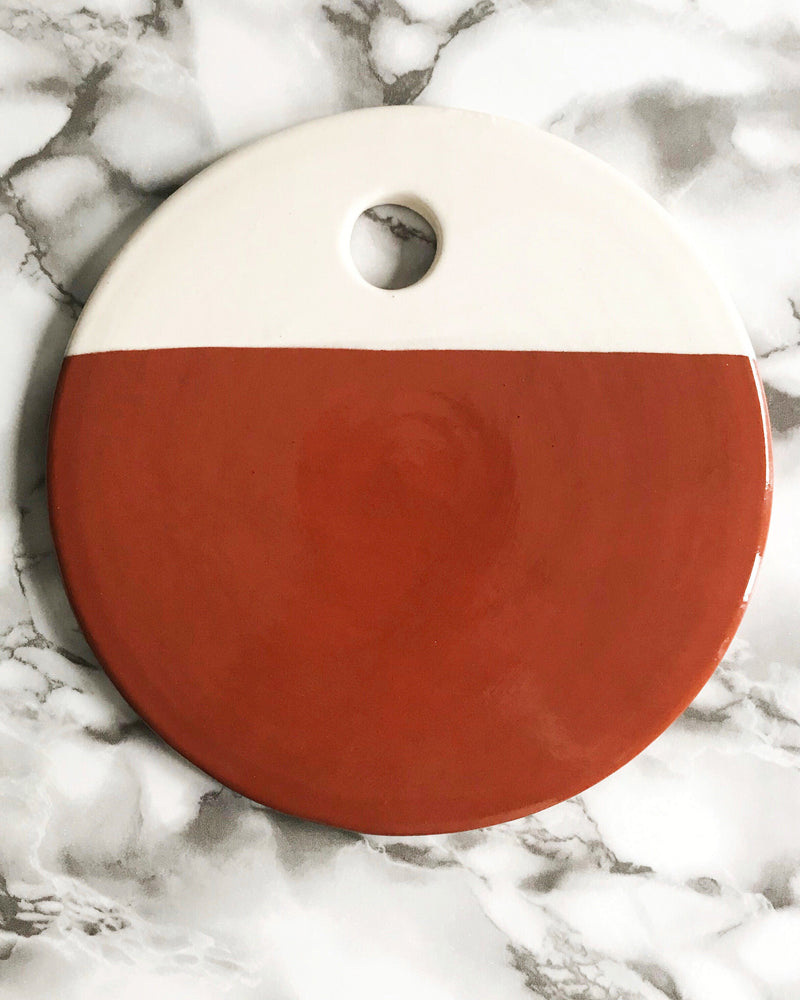 Casa Cubista Dipped Terracotta & White Round Cheese Board