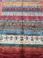Afghani Khorjin Wool Rug – 7' x 9'10" – Vibrant Geometric & Tribal Patterns