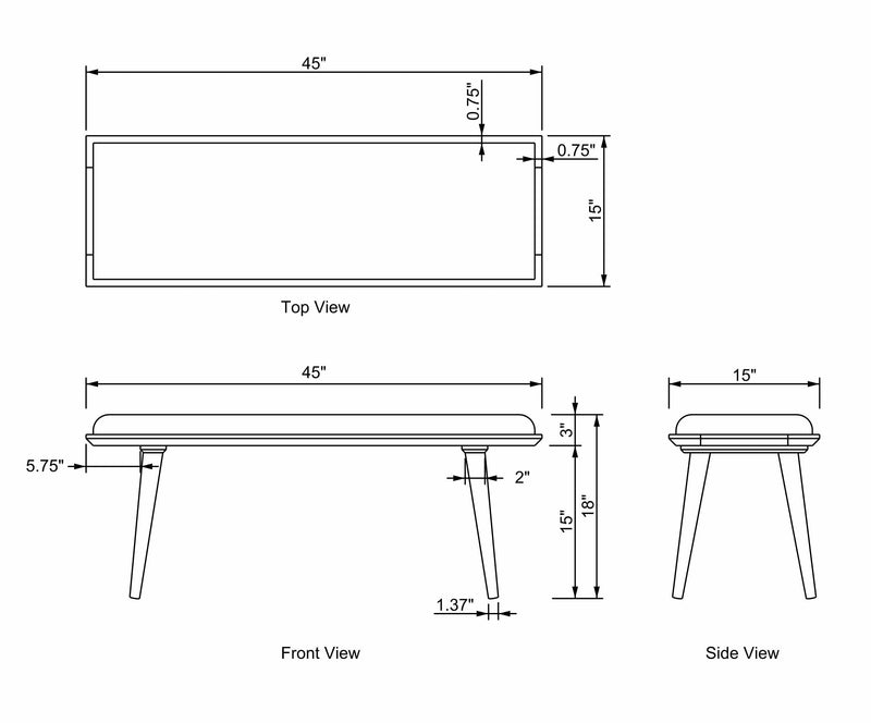 Dilkon Upholstered Wood Bench