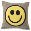 Hand Felted Wool Happy Sad Face Pillow - 20"