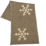 Handmade Gray Hand Felted Wool Christmas Table Runner - Snowflakes - 16"x44"