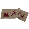 Handmade Gray Hand Felted Wool Christmas Table Runner - Reindeer and Sleigh - 16"x44"