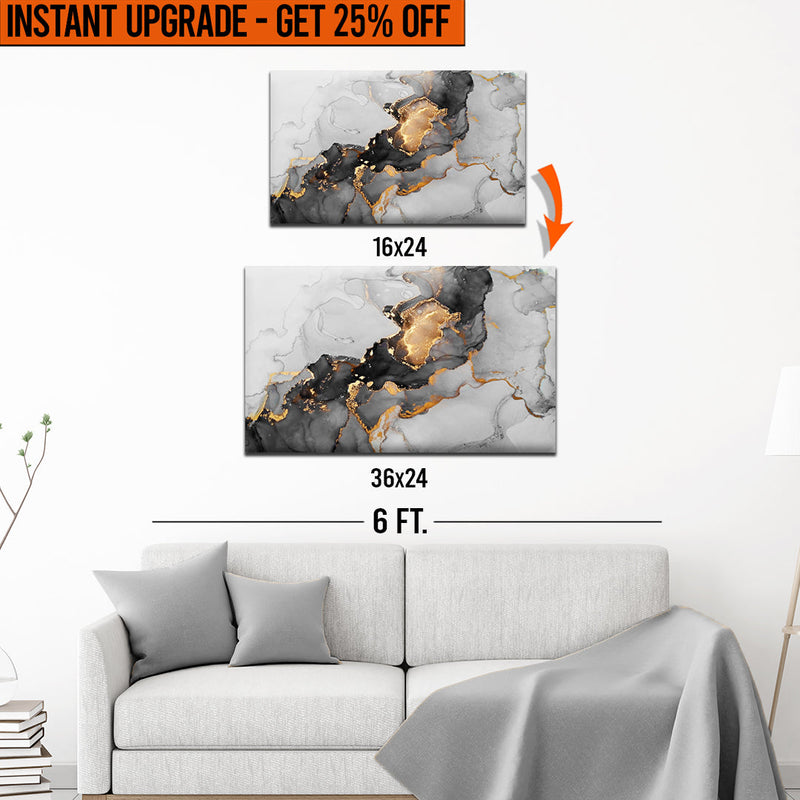 Upgrade Your 'Black Gold Marble' Canvas To 36x24 Inches