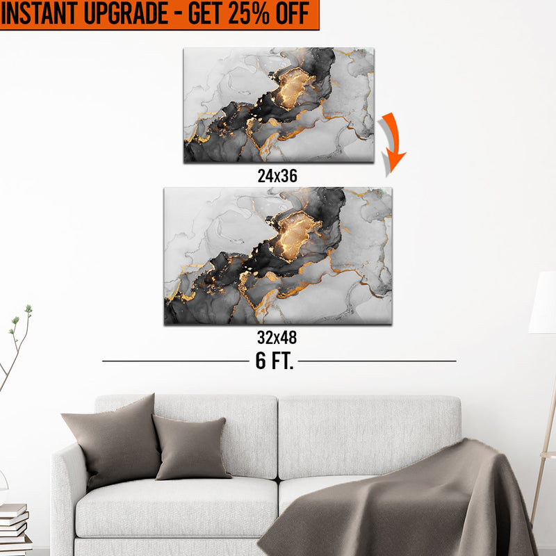 Upgrade Your 36x24 Inches 'Black Gold Marble' Canvas To 48x32 Inches