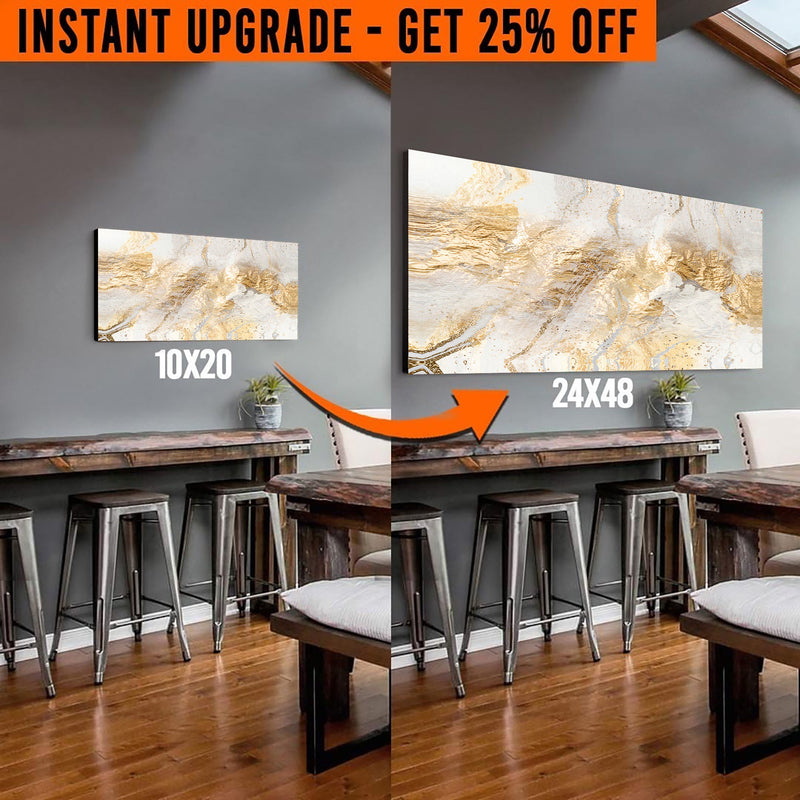 Upgrade Your 20x10 Inches 'White Gold Texture Abstract' Canvas To 48x24 Inches