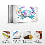 Coastal Crab Watercolor Canvas Wall Art