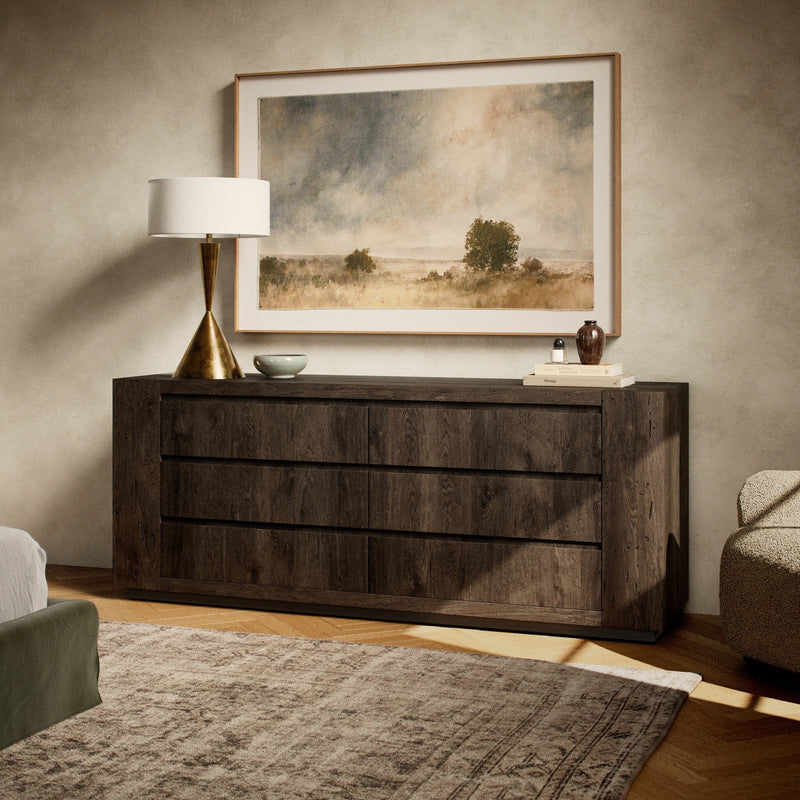 Abaso Ebony Rustic Wormwood Oak 6-Drawer Dresser | ready to ship!
