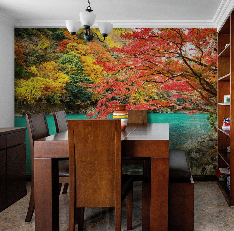 Colorful Teal Water Lake View Landscape Wallpaper Mural. #6745