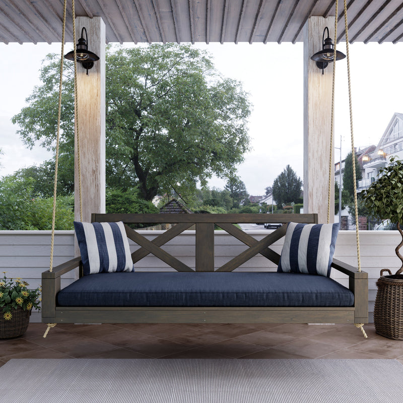 Breezy Acres Malvern Porch Swing Bed, 6 Ft Dark Walnut with Clearcoat