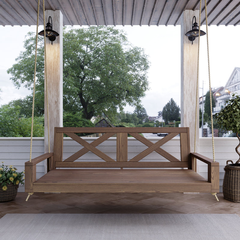 Breezy Acres Malvern Porch Swing Bed, 5 Ft Oak with Clearcoat